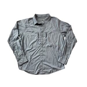 HUK FISHING Long Sleeve Button Down, size XXL; Light Blue